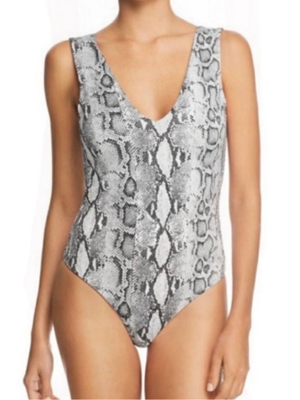 Fore Black & White Snake Print Bodysuit - XS